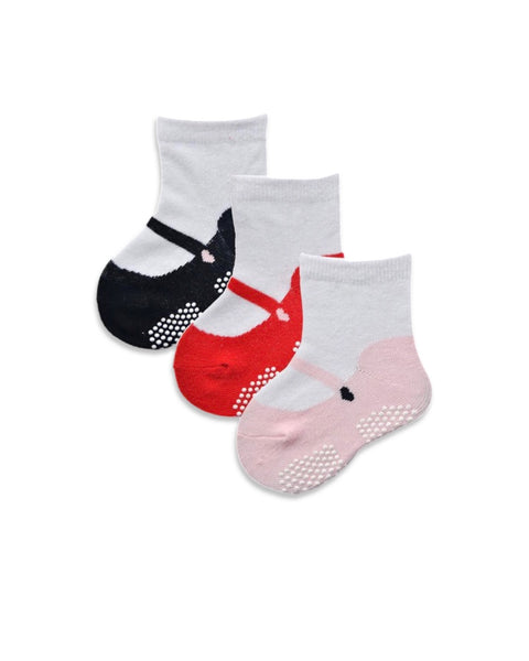 Set of 3 Girls Anti-slip socks booties