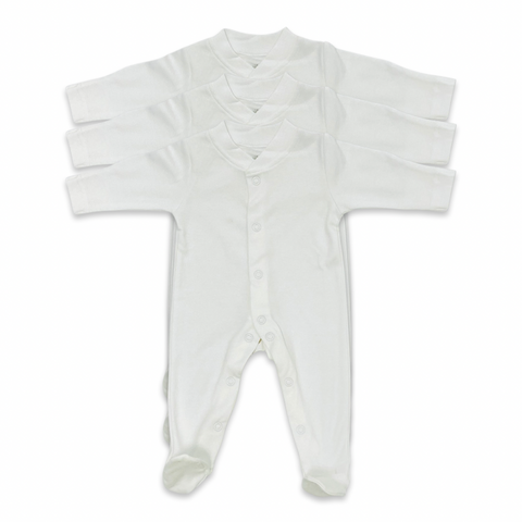 White 3 pack cotton sleepsuits